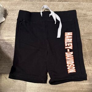 Harley-Davidson Kids Black and Orange Logo Shorts, worn once